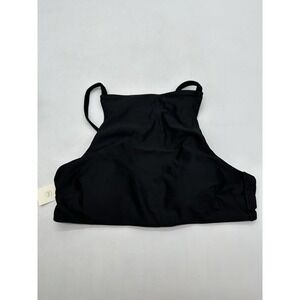 Aerie High Neck Crop Bikini Top Women XS Black Adjustable Removeable Pads NWT